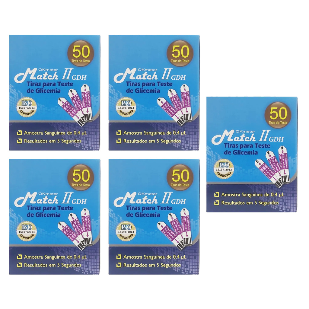 Kit 250 Tiras De glicose Match II Fitas de glicemia Match