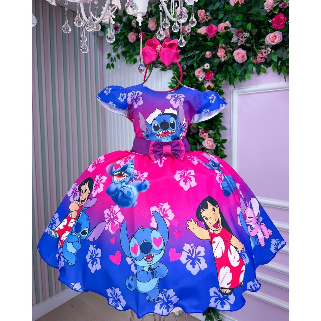 Vestido Infantil Lilo e Stitch apaixonado