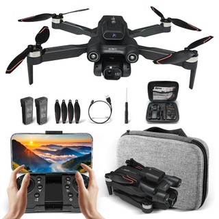 Mini drone Mini LSS1S Cámara dual + 2 baterías com dual câmera 6K preto 2.4GHz 2 baterías