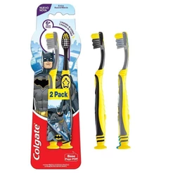 Escova Dental Infantil Colgate Smiles Batman e Mulher-Maravilha 6+ Anos 2 Unidades