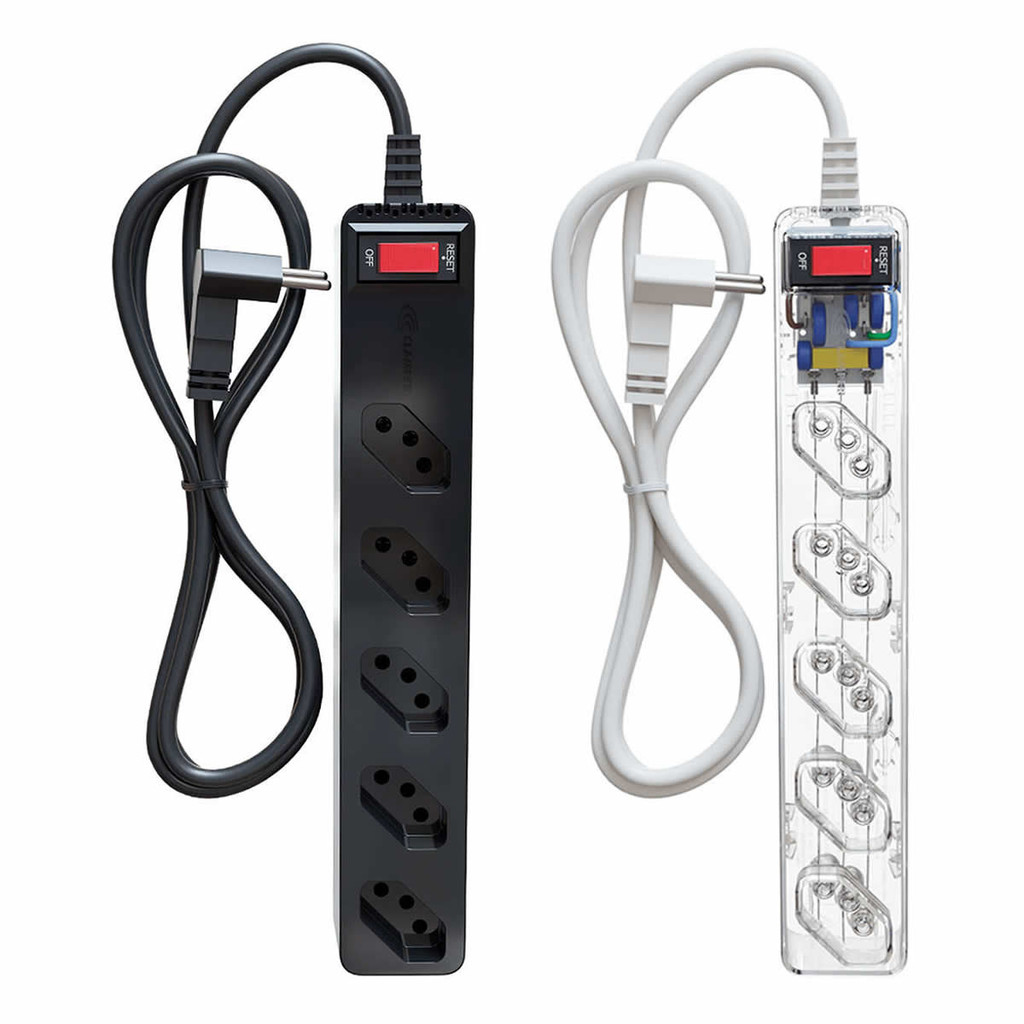 Filtro de Linha DPS Clamper 110/220V LCF 10A 5 Tomadas 3P Energia 5 Protege contra Raios e Surtos