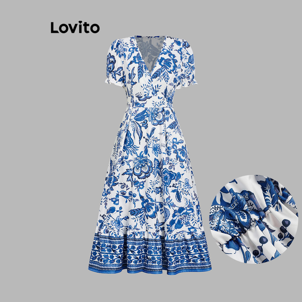 Lovito Vestido Boho Ditsy Floral Pattern para mulheres L116MD235 - Women Clothes