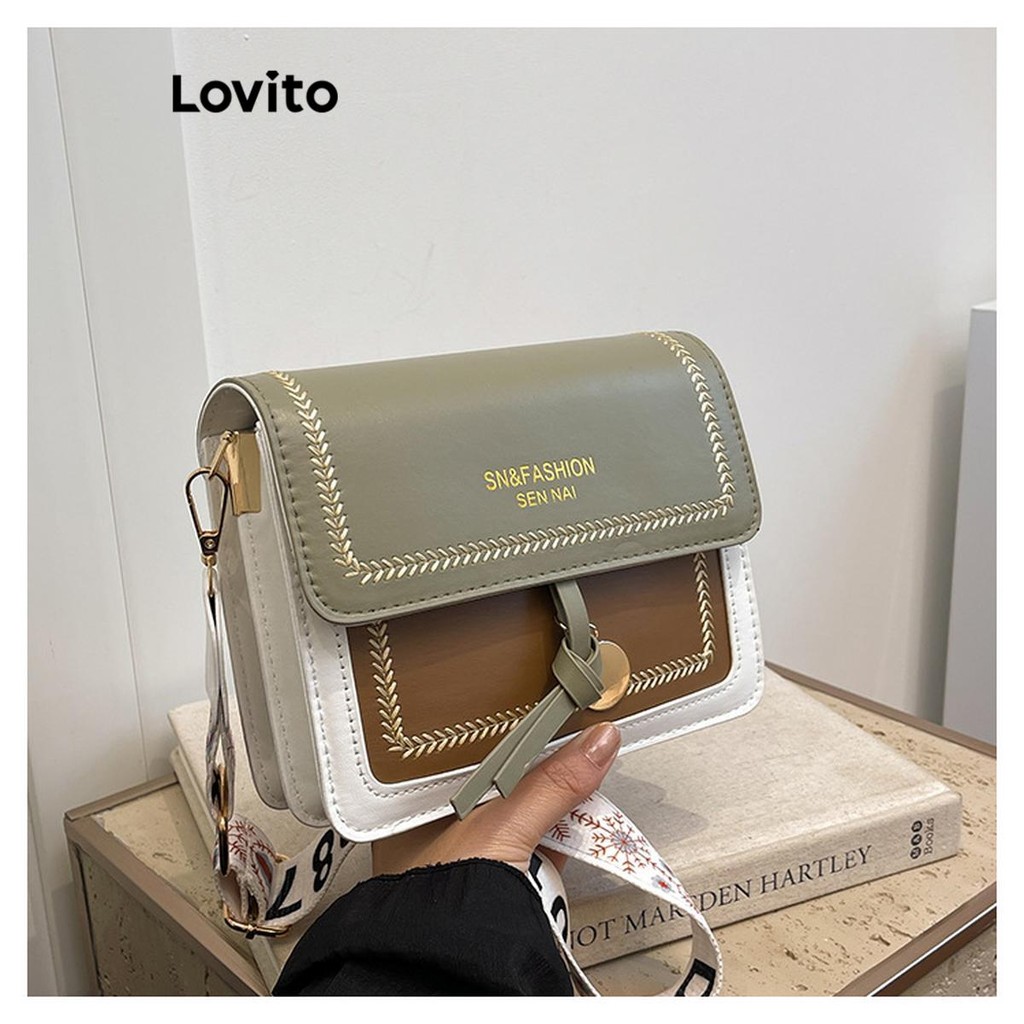 Lovito Casual retalhos estilo Resort verão deslocamento festa bolsa pequena bolsa de ombro para mulheres LFA70063 - Women Bags