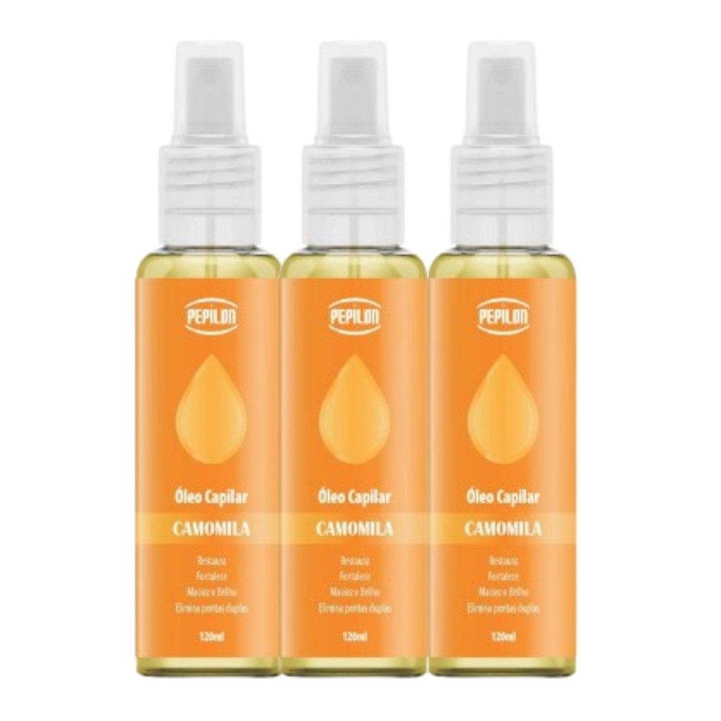 Kit 3 Óleo De Camomila Iluminador Capilar 120Ml - Pepilon em Oferta na Shopee