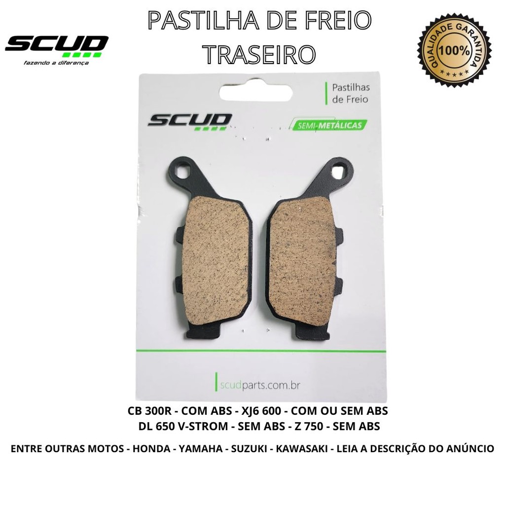 Pastilha Freio Traseiro Cb 300 Xj 6 Nc 700 Transalp 700 X Adv 750  - SCUD