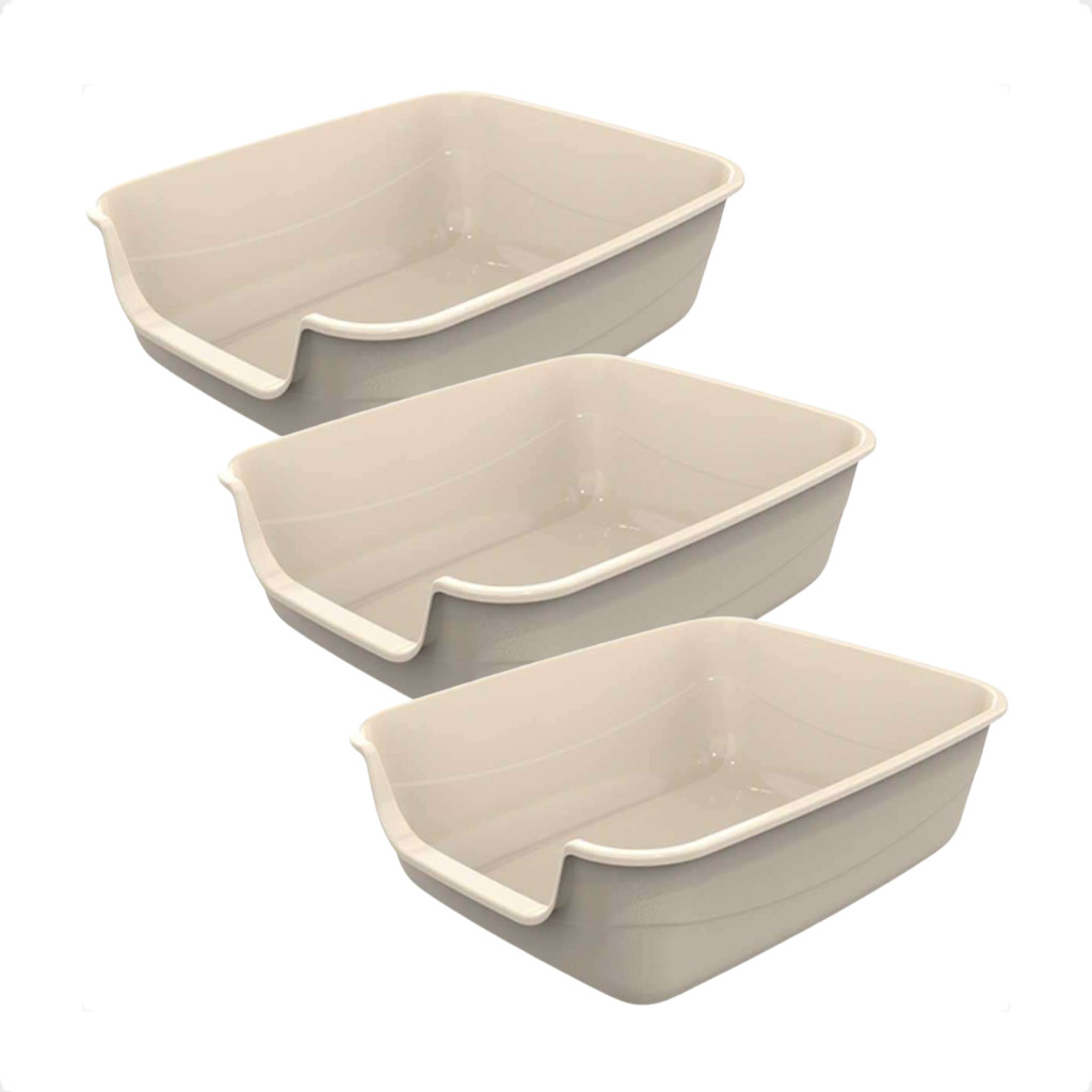 Kit 3 Caixa de Areia Gatos Grande 62x50x20 Furba Jumbox Pet Injet - Nude em Oferta na Shopee