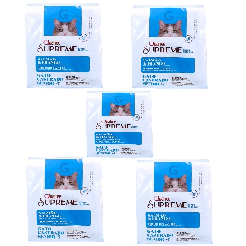 Kit C/5 Quatree Supreme G Cast Sênior +7 Salmão E Frango 1kg em Oferta na Shopee