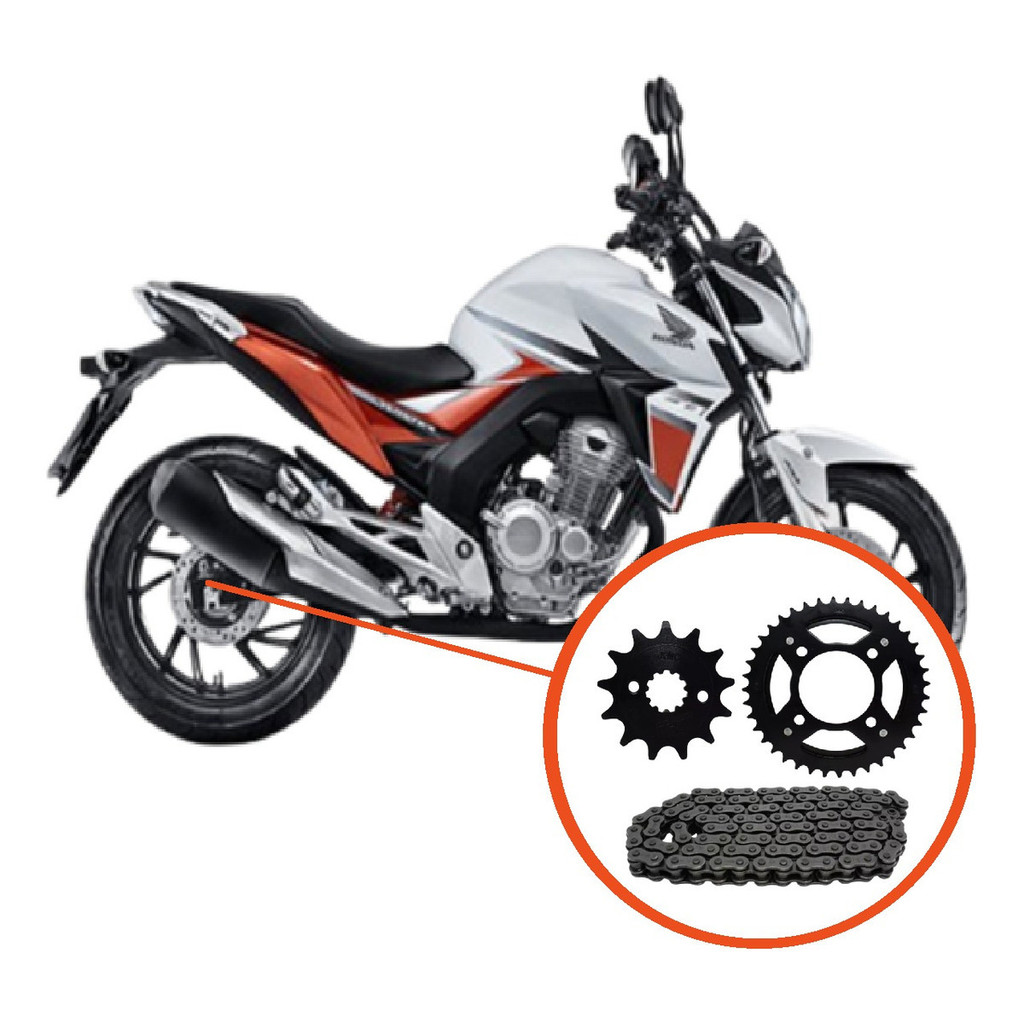 Kit Relação Tração Transmissão Retentor CB TWISTER 250F 2016 a 2023 Original KMC — imagem 2 de 2