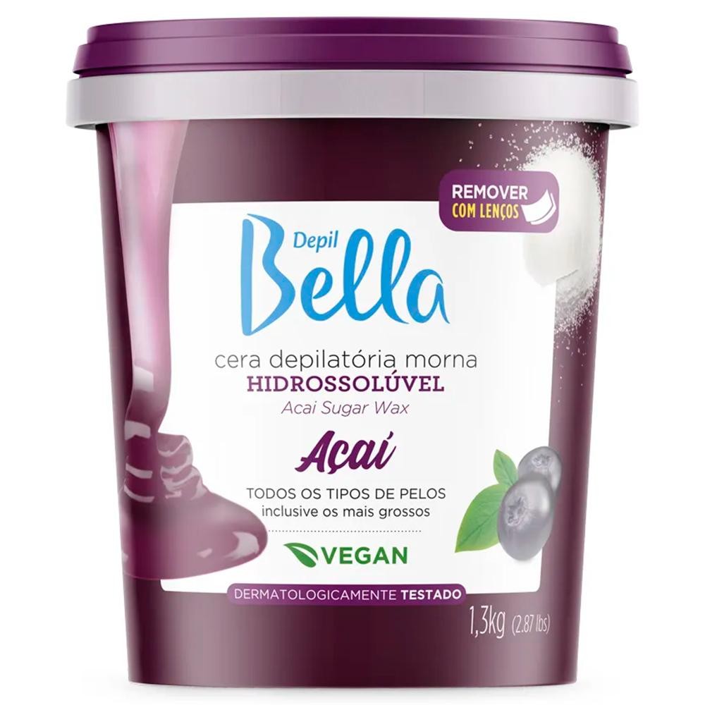 Depil Bella Cera Depilatória Quente Hidrossolúvel Açai Ação Desodorante Vegano 1,3kg