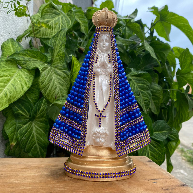 Nossa Senhora Aparecida Pérola Azul Luxo 22cm / Lembrança Casamento / Lembrança Padrinhos