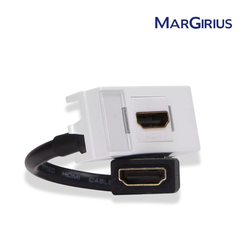 Módulo HDMI Tomada Antena TV Sleek MarGirius Branco Brilhante Conexão Transmissão Áudio Vídeo Monitores Projetore