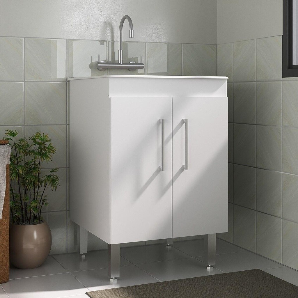 Tanque de Lavanderia 45 Litros com Gabinete 2 Portas Multimóveis CR30038 em Oferta na Shopee