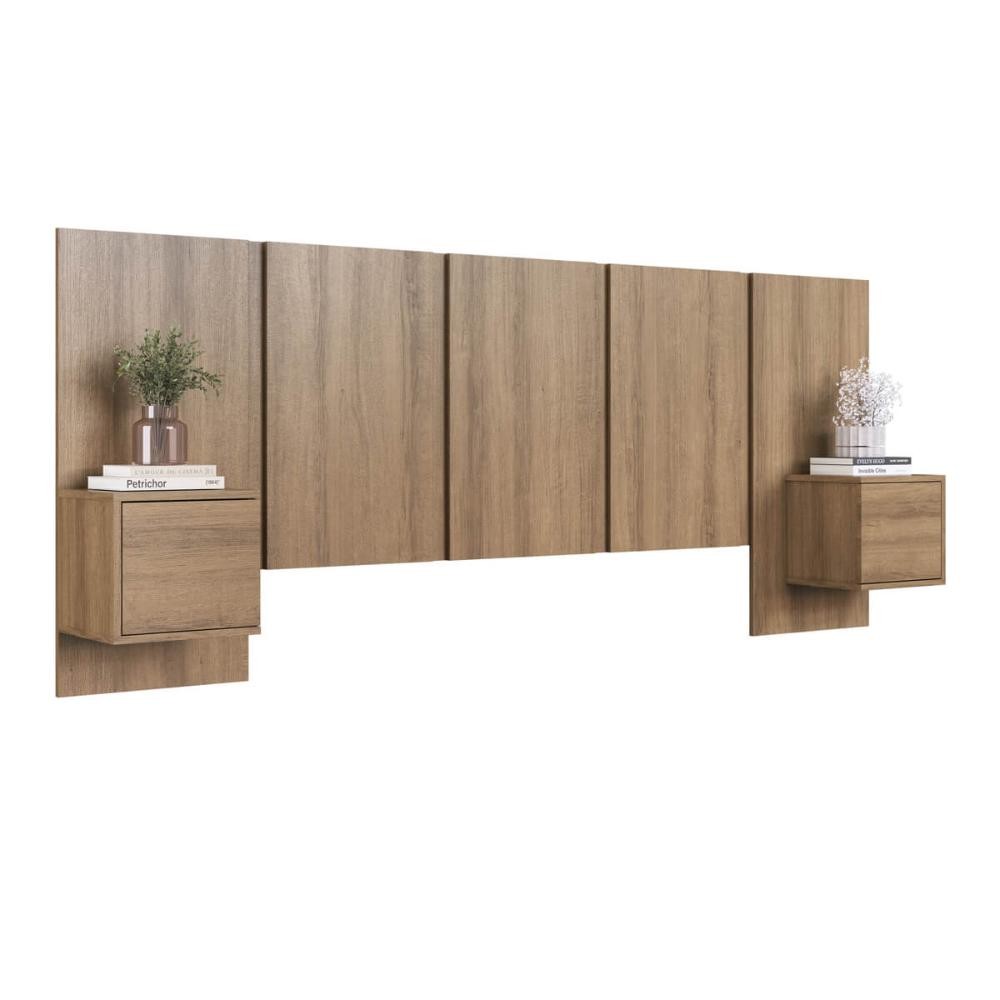 Cabeceira Casal com 2 Mesas de Cabeceira Extensível PL1160 200x90cm Mel - Art In Móveis em Oferta na Shopee