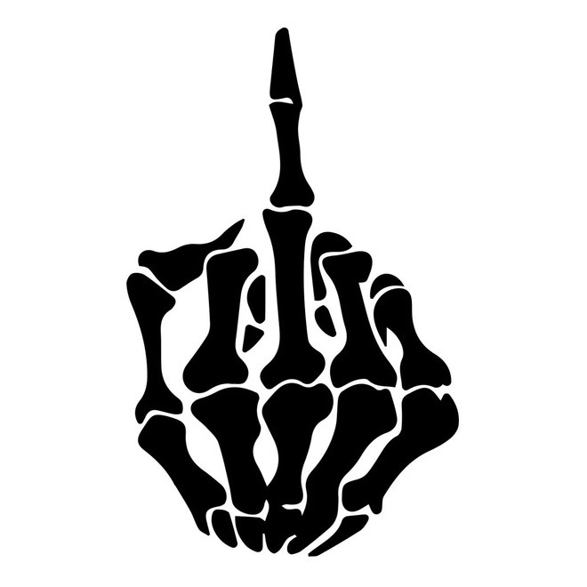 Adesivo Caveira Fuck Em Vinil Para Carro E Moto Premium PRETO - BRANCO
