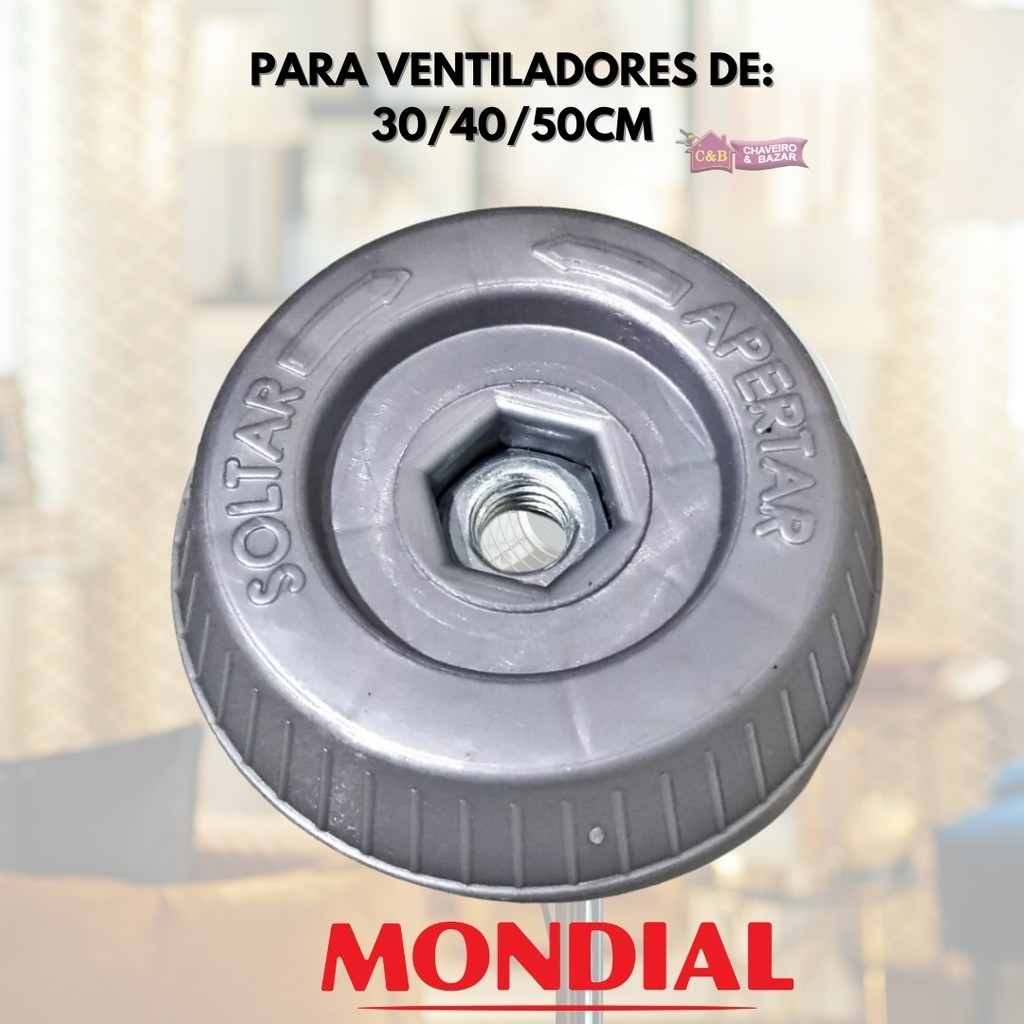 Botão Trava Calota Hélice Ventilador Mondial Prata Original