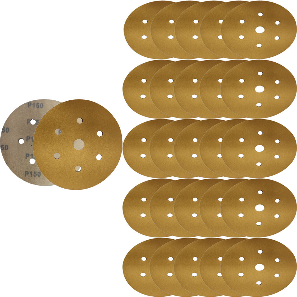 25 Disco Lixa 7 Furos 152mm 6"Pol Velcro, Lixadeira Pdr