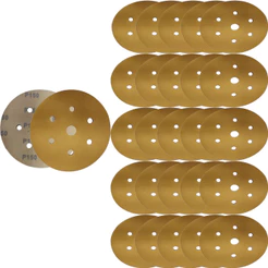 25 Disco Lixa 7 Furos 152mm 6"Pol Velcro, Lixadeira Pdr