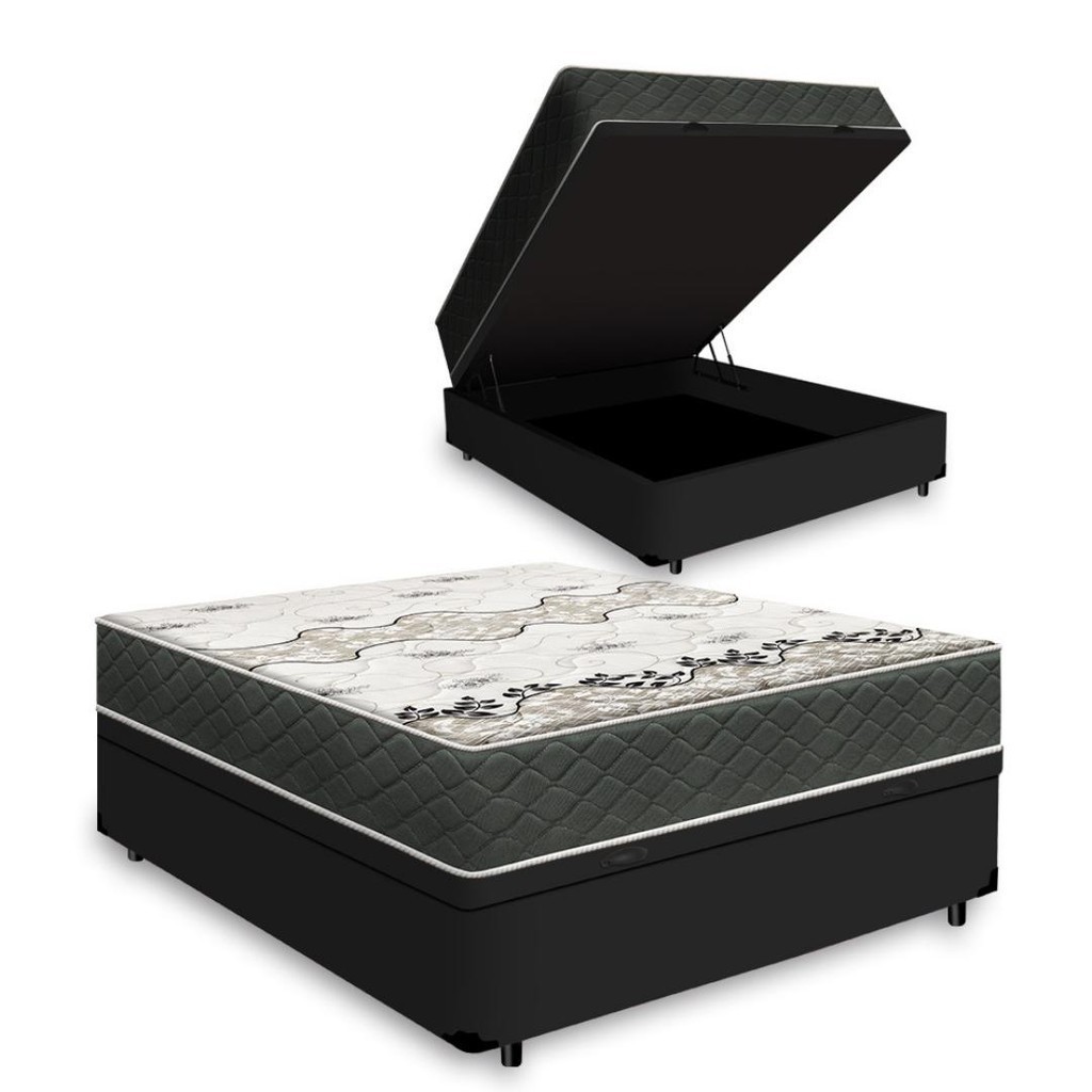 Cama Box Baú Casal + Colchão D33 Gazin Iso 3000 138cm em Oferta na Shopee