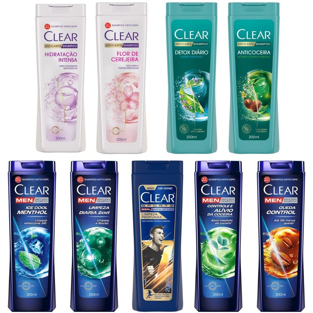 Shampoo Anticaspa Clear Men/Women 200ml Fragrâncias em Oferta na Shopee