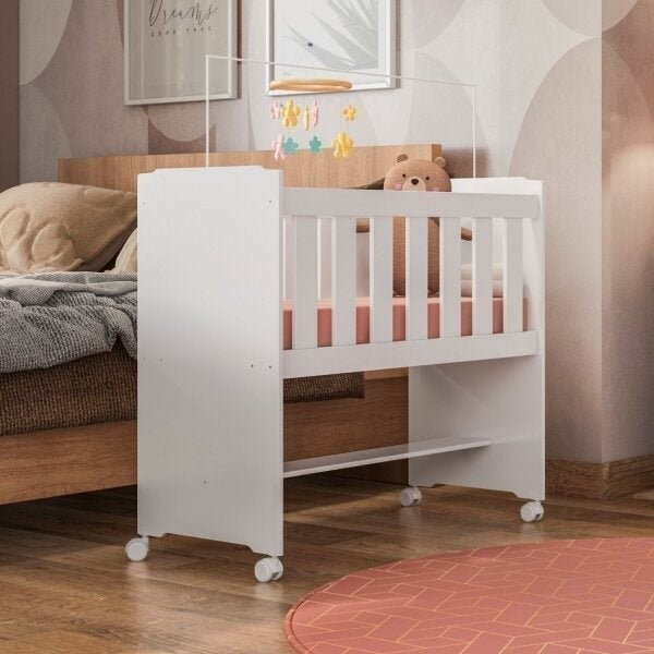 Mini berço 100% MDF com Colchão Yescasa Branco - Mom & Baby