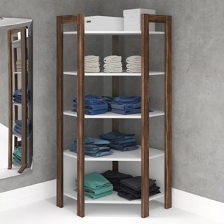 Estante para Livros de Canto Multiuso  Branco/Nogal em Oferta na Shopee