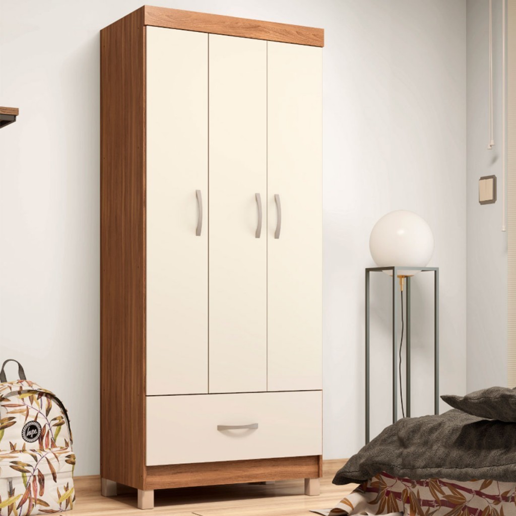 Guarda-Roupa Solteiro Prince 3 Portas 1 Gaveta
