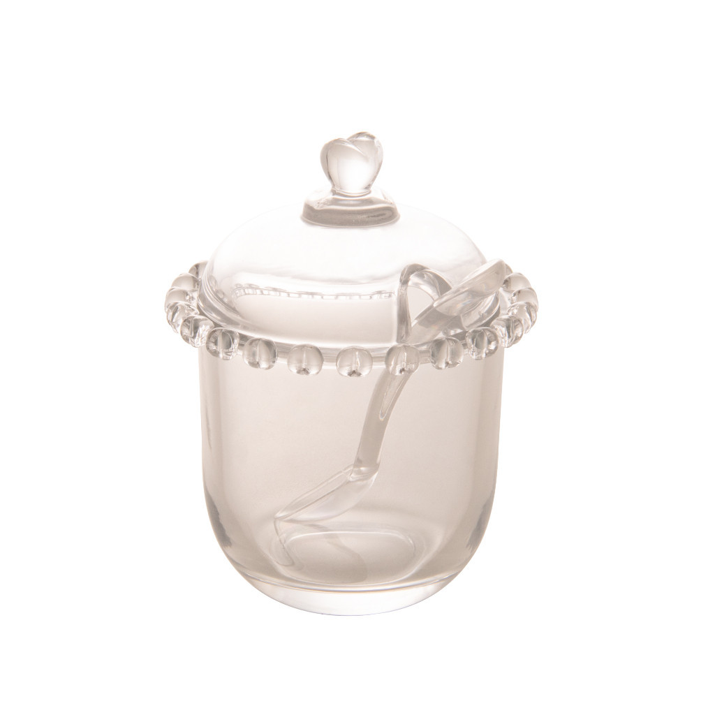 Açucareiro Cristal de Chumbo Coração com Colher Plástico 9,5x12cm Lyor