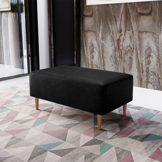 Puff Decorativo Sala de Estar Cléo W01 Pés Palito 90 cm Couríssimo Preto - Lyam Decor em Oferta na Shopee