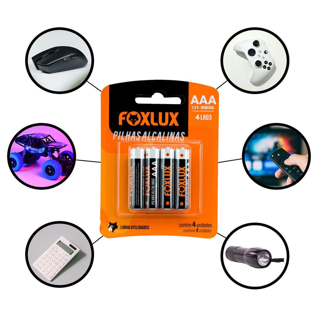 Pilha Alcalina Palito AAA Foxlux com 16 Unidades · foto 2