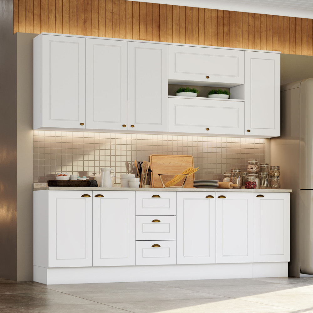 Cozinha Compacta de 07 Peças com Aéreo Basculante Nova York Henn