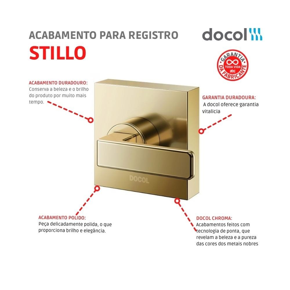 Acabamento Para Registro Stillo 1/2 3/4 1 Ouro Polido Docol — imagem 2 de 2