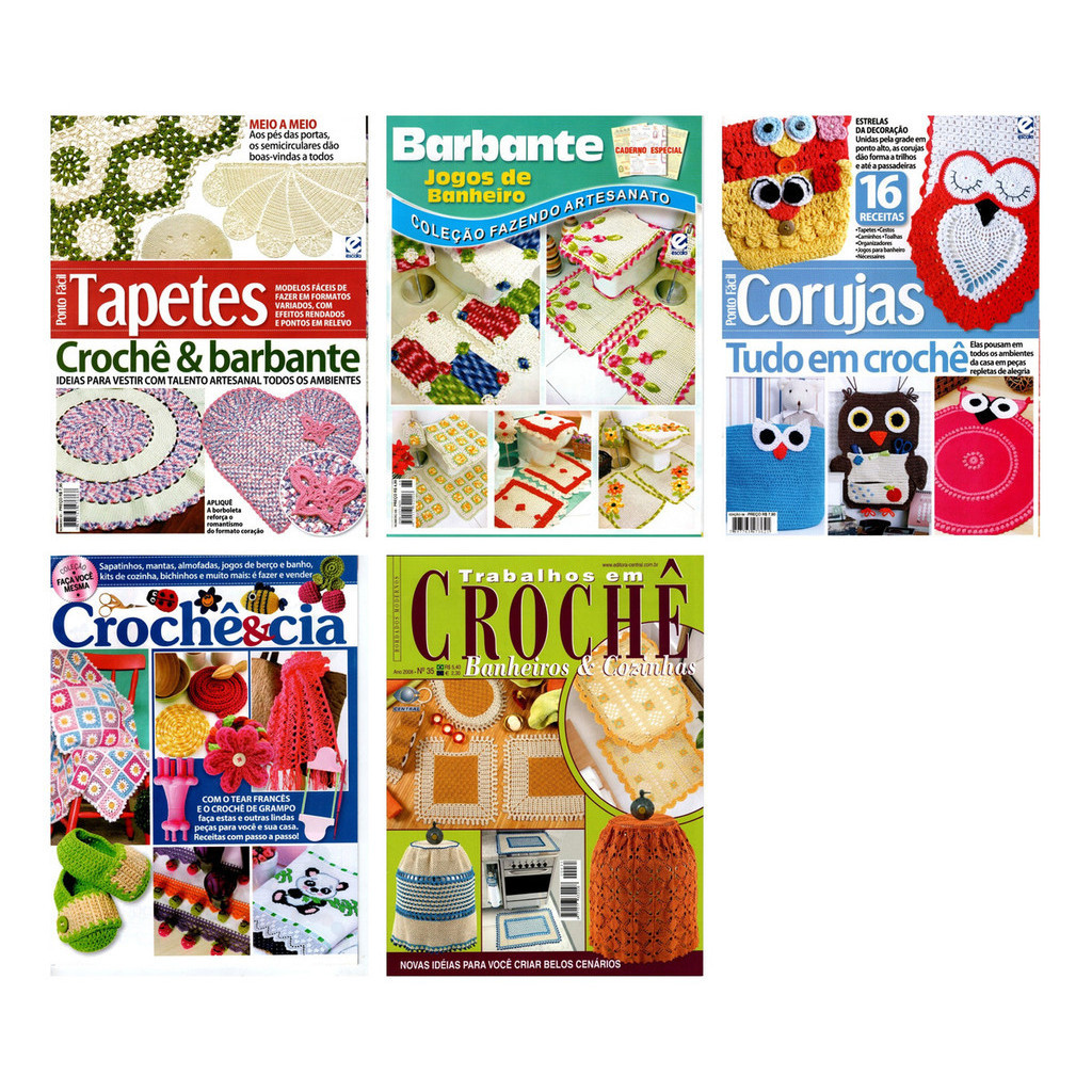 Kit  5  Revistas Tapeçaria  Barbante Tapetes Crochê