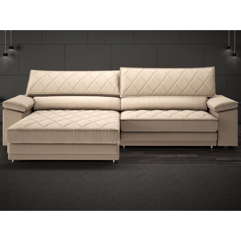 Sofá de Duplo Molejo com Carregador USB, Retrátil e Reclinável Viena 2,10m Linho Soft Bege- NETSOFAS