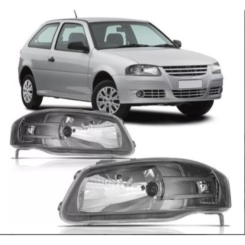 Farol Gol G4  Mascara Cromada Carcaça Cinza  Parati Saveiro 2006 2007 2008 2009 2010 2011 2012 13 14