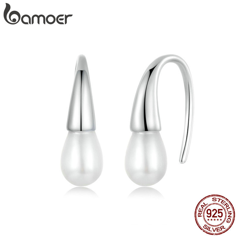Brincos Bamoer 925 Sterling Sliver De Pérola Gotas Presentes Para Mulheres - Fashion Accessories