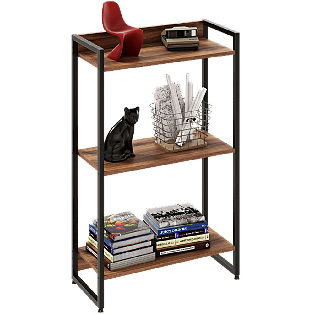 Estante Multiuso Para Escritório Industrial 03 Prateleiras Areta 104x60cm C01 Nogal - Lyam Decor