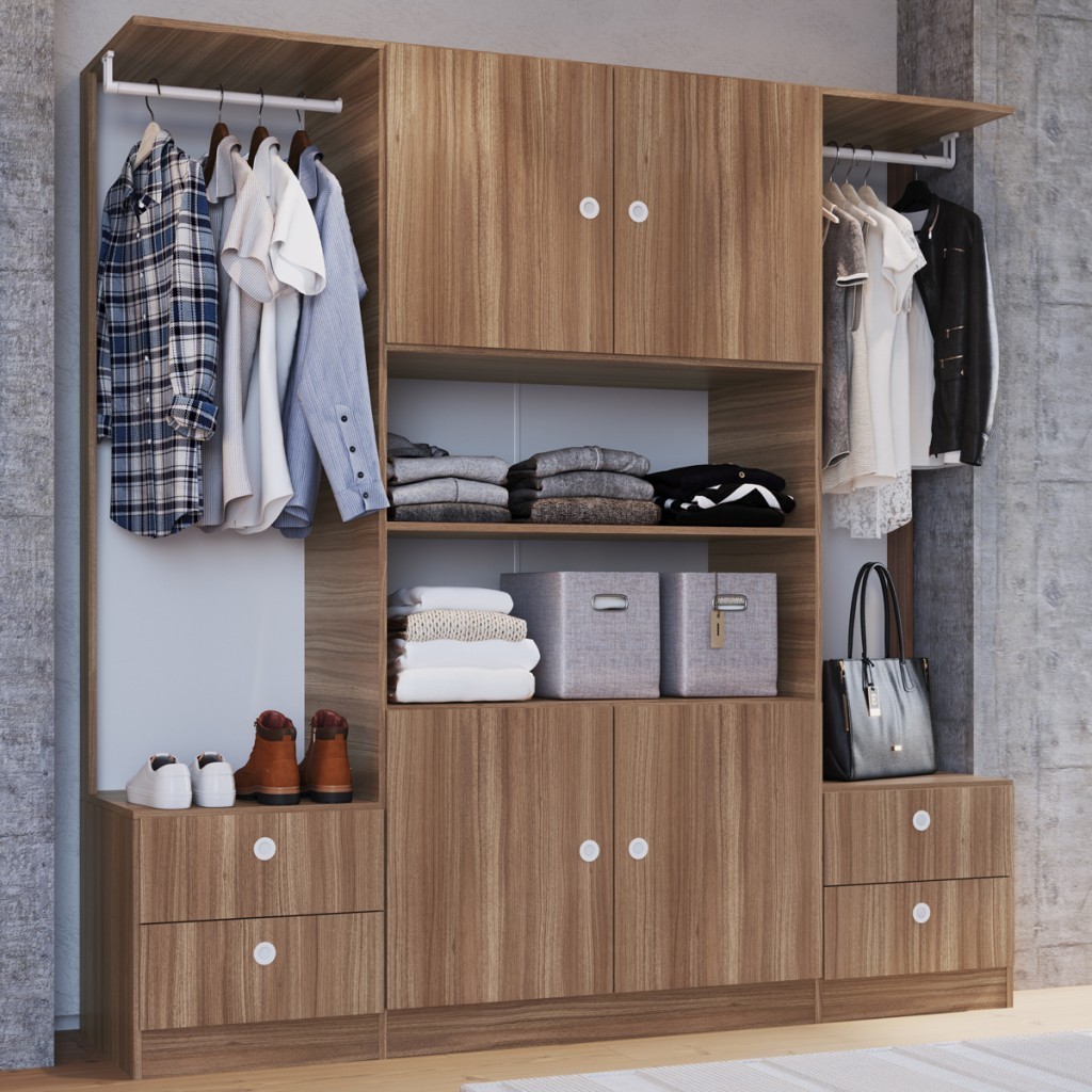 Guarda-Roupa Casal 4 Portas 4 Gavetas em Oferta na Shopee