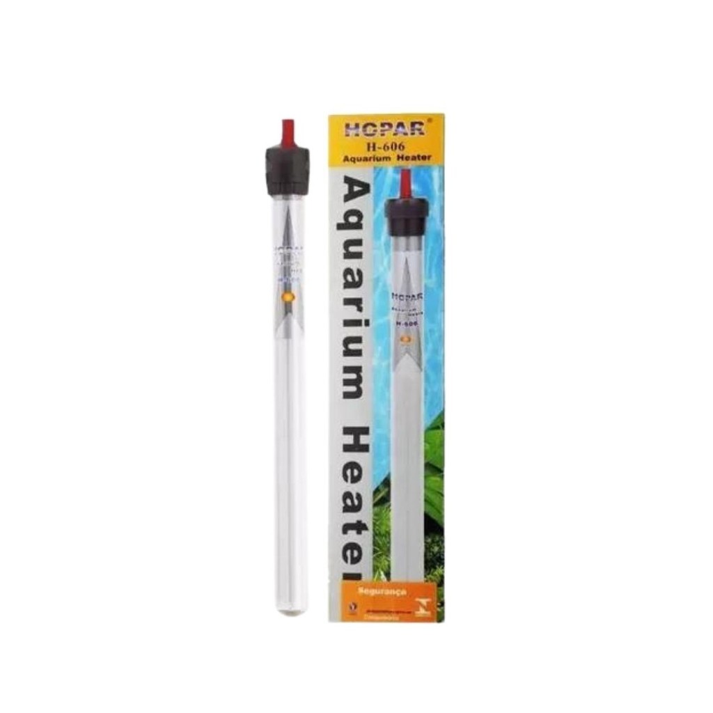 Aquecedor Termostato 200W Eletrônico Com tubo de Quartzo Hopar H606 P/ Aquários