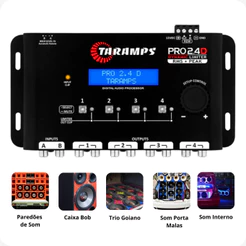 Processador De Áudio Digital Taramps PRO 2.4D Equalizador Crossover 2 Entradas 4 Saídas