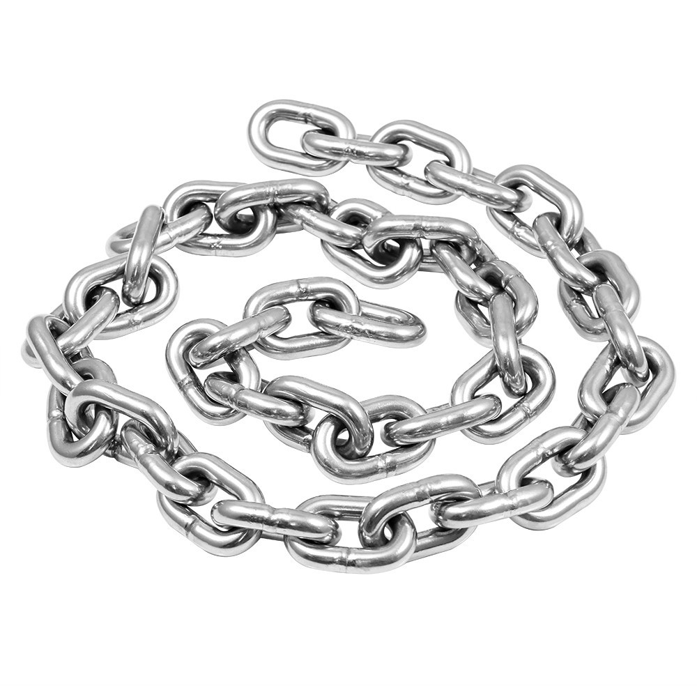 Kit com 5 Metros de Corrente Calibrada em Aço Inox 316 6mm Din 766 Para Lancha Barco Veleiro Guincho Elétrico