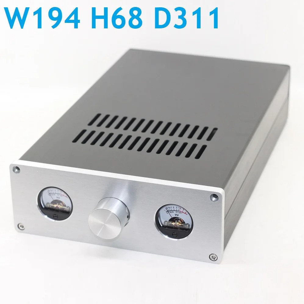 W194 H68 D311 VU 1907 Medidor Chassi Escudo DIY Alumínio Duplo Canal DAC Decodificador Gabinete Amplificador De Potência