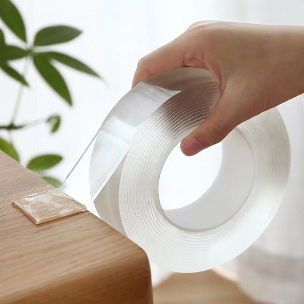 Fita 3M OU 5M Magica Dupla Face Super Forte Lavável Gel Auto Colante-transparente