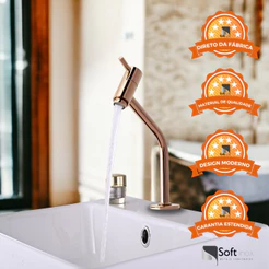 Torneira Lavatório Bica Baixa Soft Inox Rosé