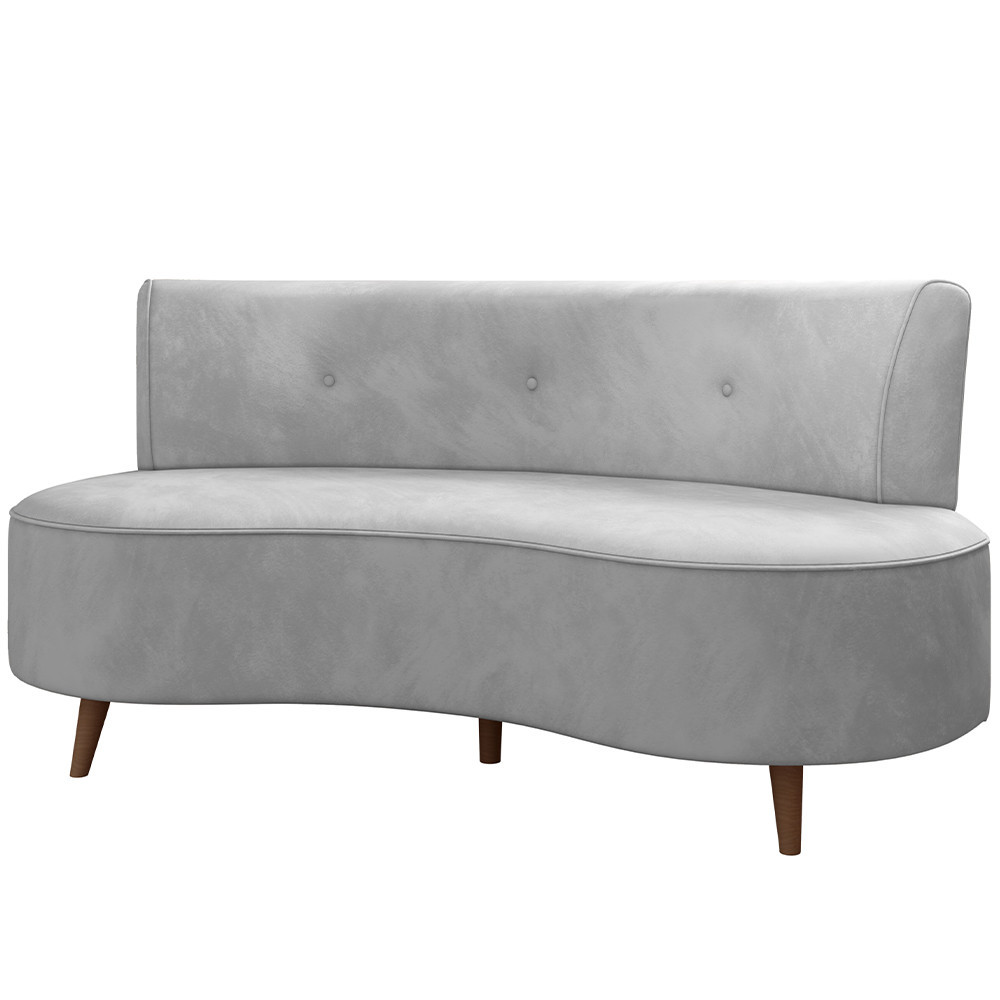 Sofá Chaise Living 2 Lugares 160cm para Sala Istambul K01 Veludo Cinza - Lyam Decor - Home & Living