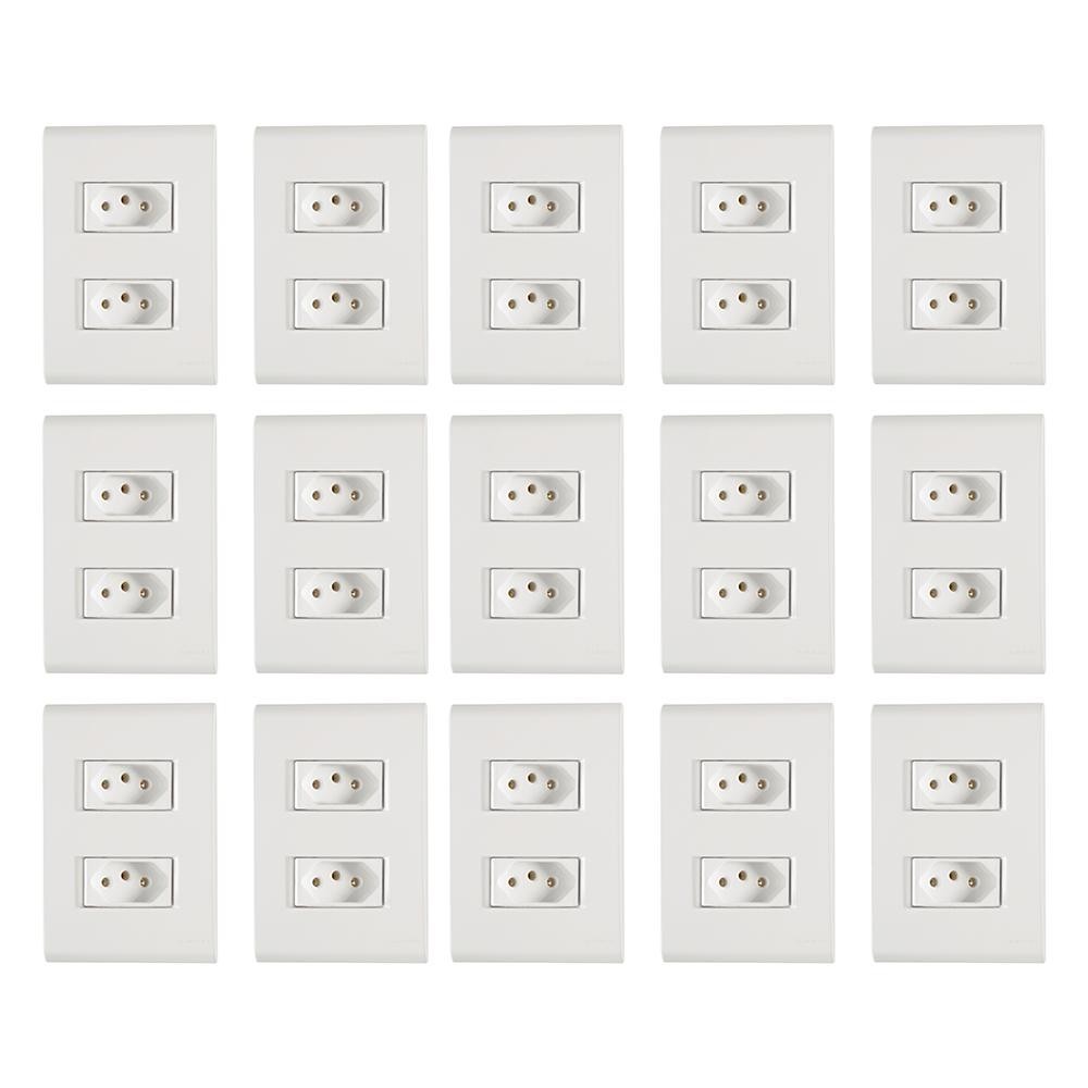 Kit com 15 Tomadas Tramontina com 2 Tomadas Liz 2 Pinos + Terra 10A/250V Branco em Oferta na Shopee