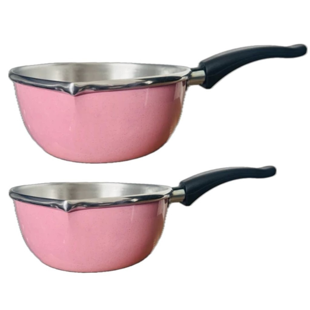 KIT 2 Papeiro de Alumínio NA COR ROSA Panelas para Papinhas Purê Mingau Comida N°14  N°16