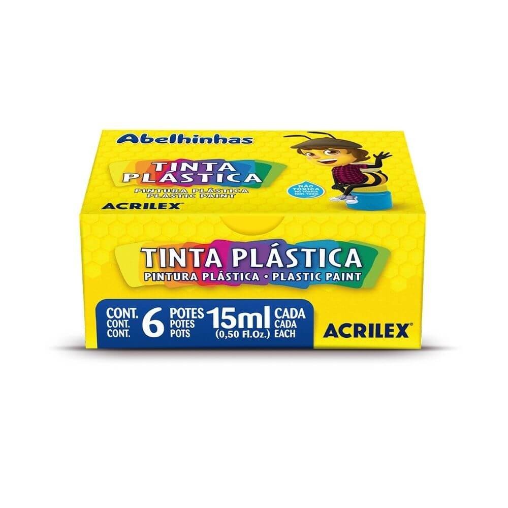 Tinta Acrilex Plástica 15ml - Kit 6 Cores Multi-superfície em Oferta na Shopee