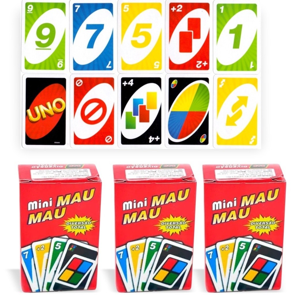 Kit Lembrancinhas Festa Infantil Aniversario 10 Unidades Do Mini Jogo Uno Mau Mau - 54 CARTAS