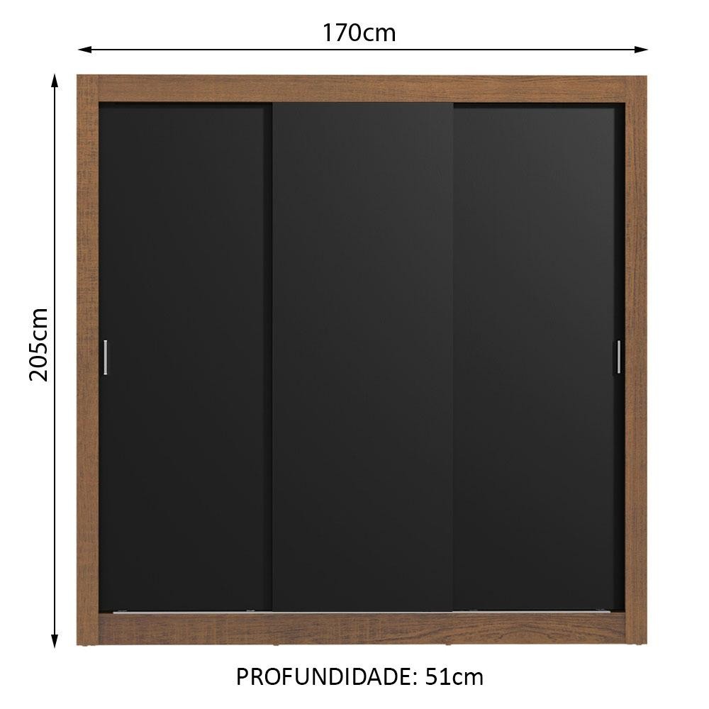 Guarda Roupa Casal Madesa Lyon 3 Portas de Correr 2 Gavetas — imagem 2 de 2