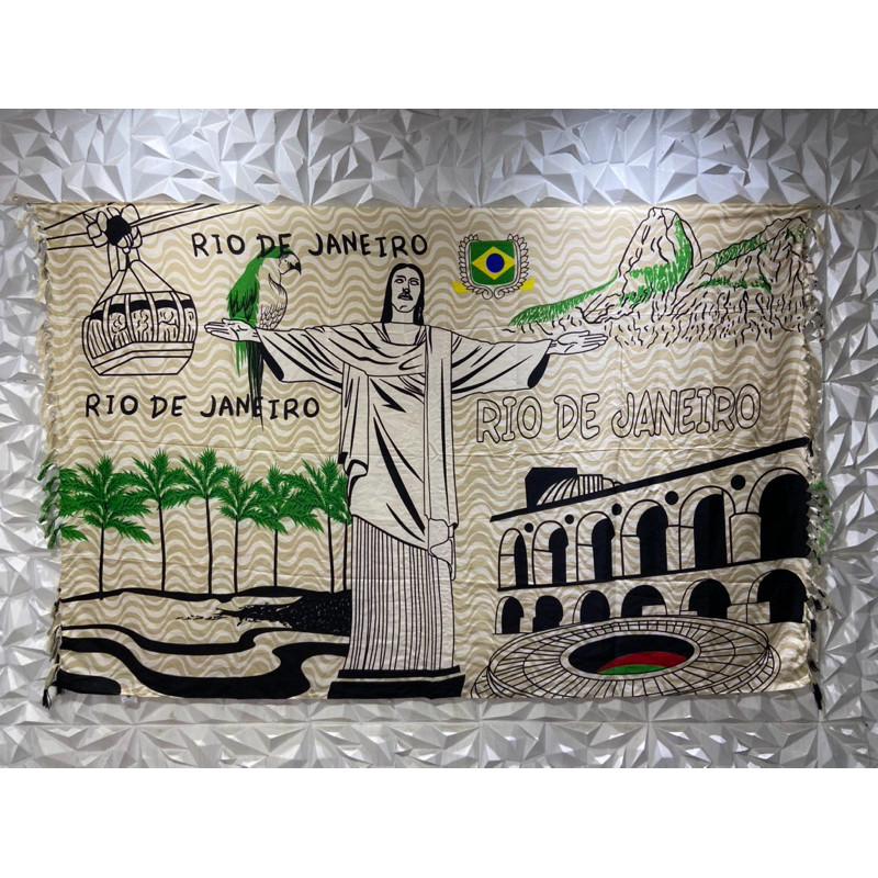 Canga de Praia Saida de praia Turística Café com Leite Rio de Janeiro Cristo Redentor